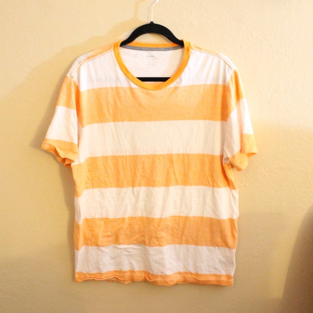 Orange and White Striped Old Navy Tshirt Size XL